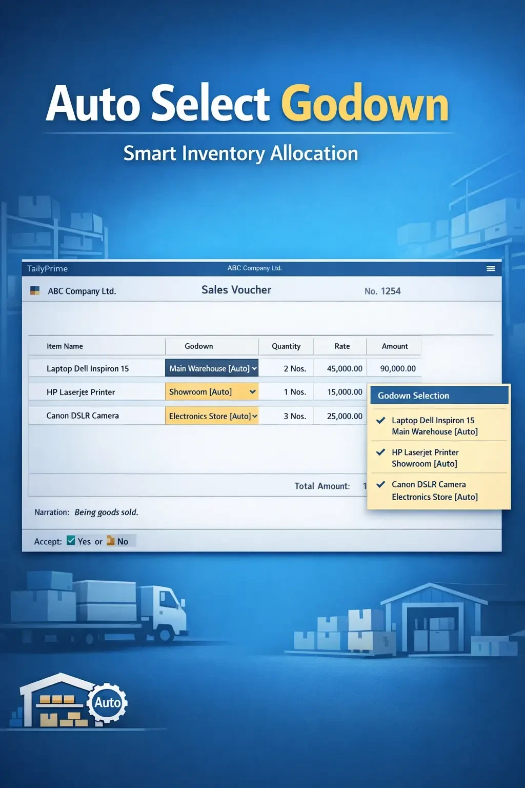Enable Stock Items wise Auto Godown Selection