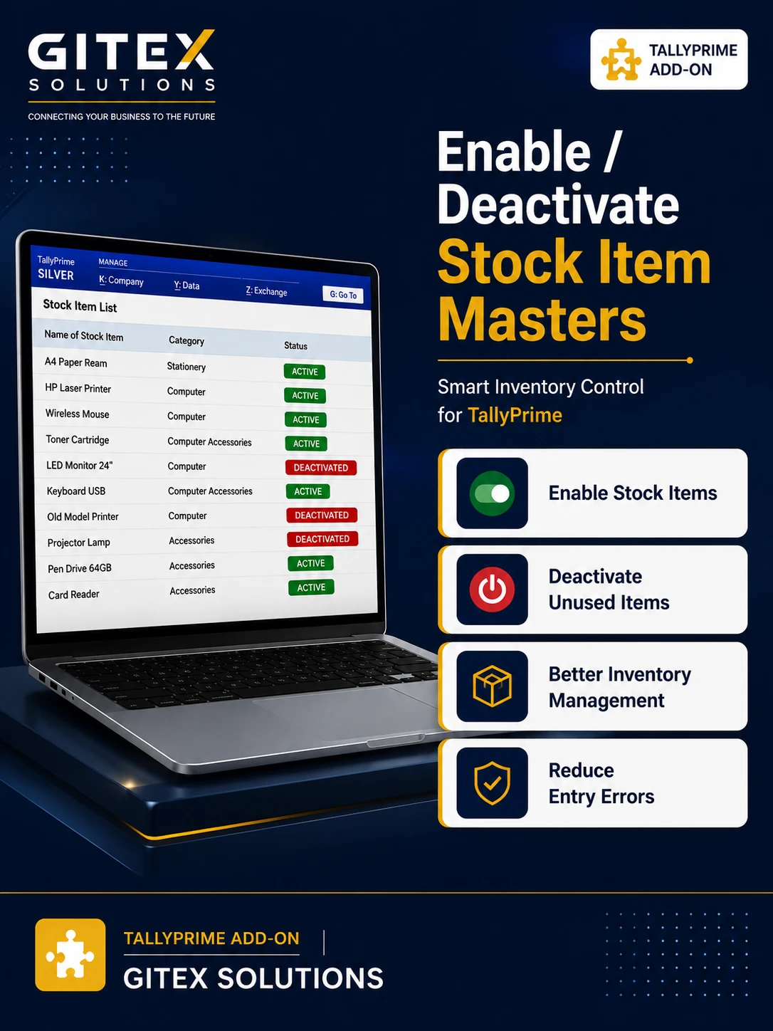 Enable Deactivate Stock Item Masters