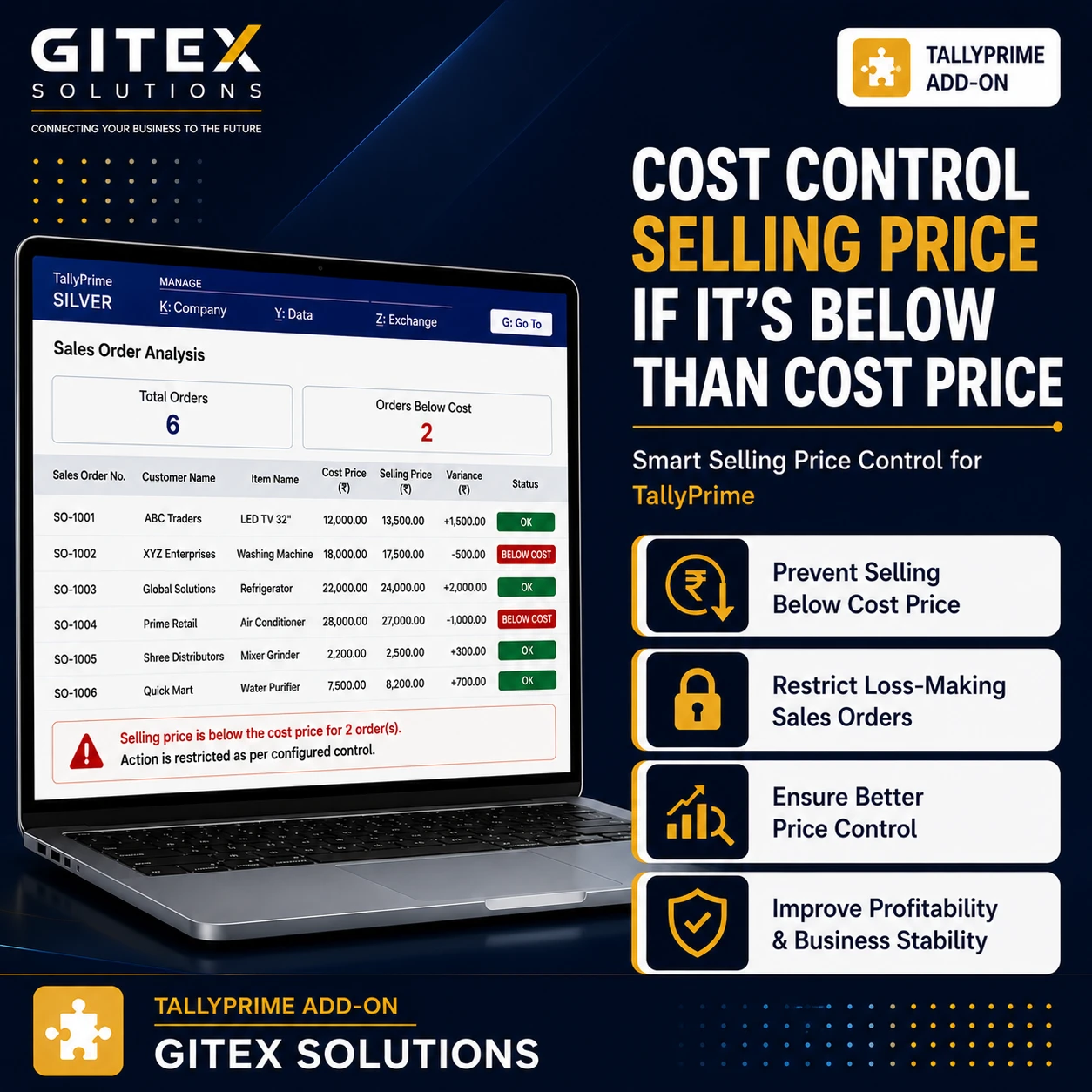 Control Selling Price if it’s below than Cost Price