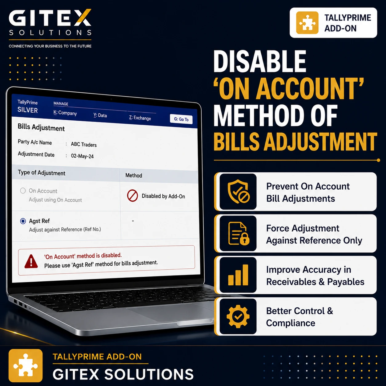 Disable ‘On Account’ Method of Bills Adjustment