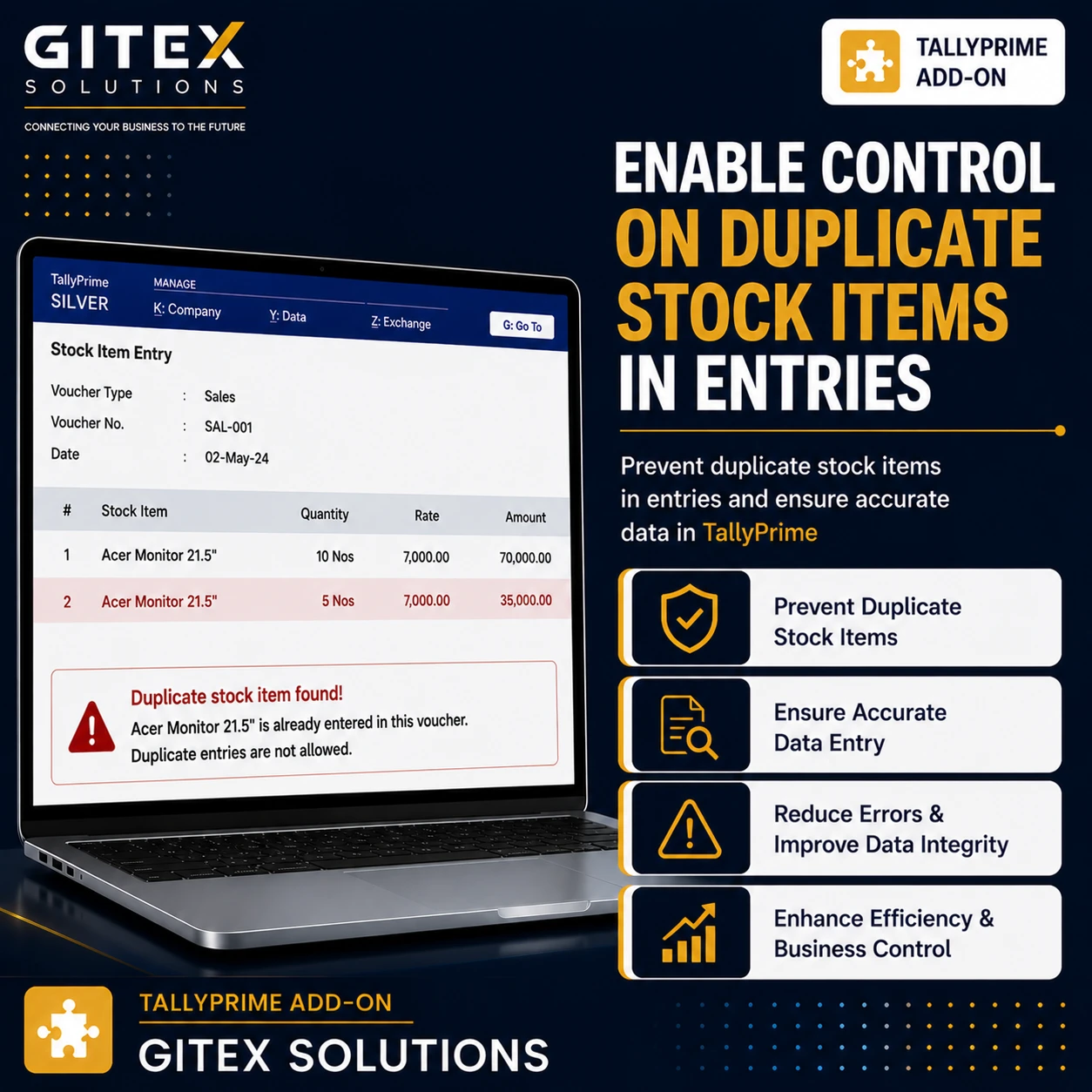 Enable Control on Duplicate Stock Items in Entries