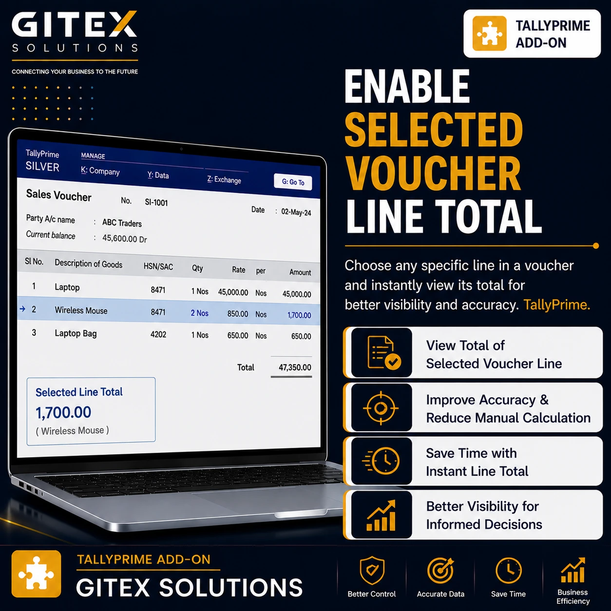 Enable Selected Voucher Line Total